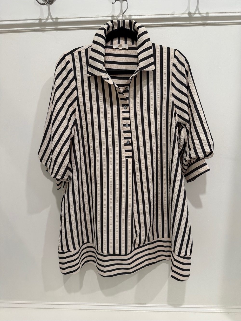 entro Black & Cream Striped Mini Dress